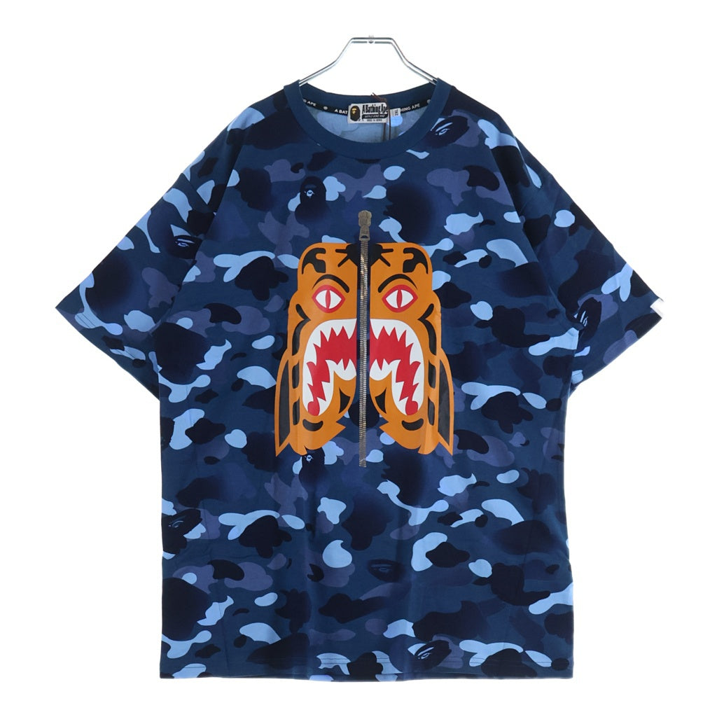 A BATHING APE(アベイシングエイプ) Gradation Camo Tiger Tee グラデーション カモ タイガー プリント クルーネック 半袖Tシャツ カットソー ブルー 001CSF801005X