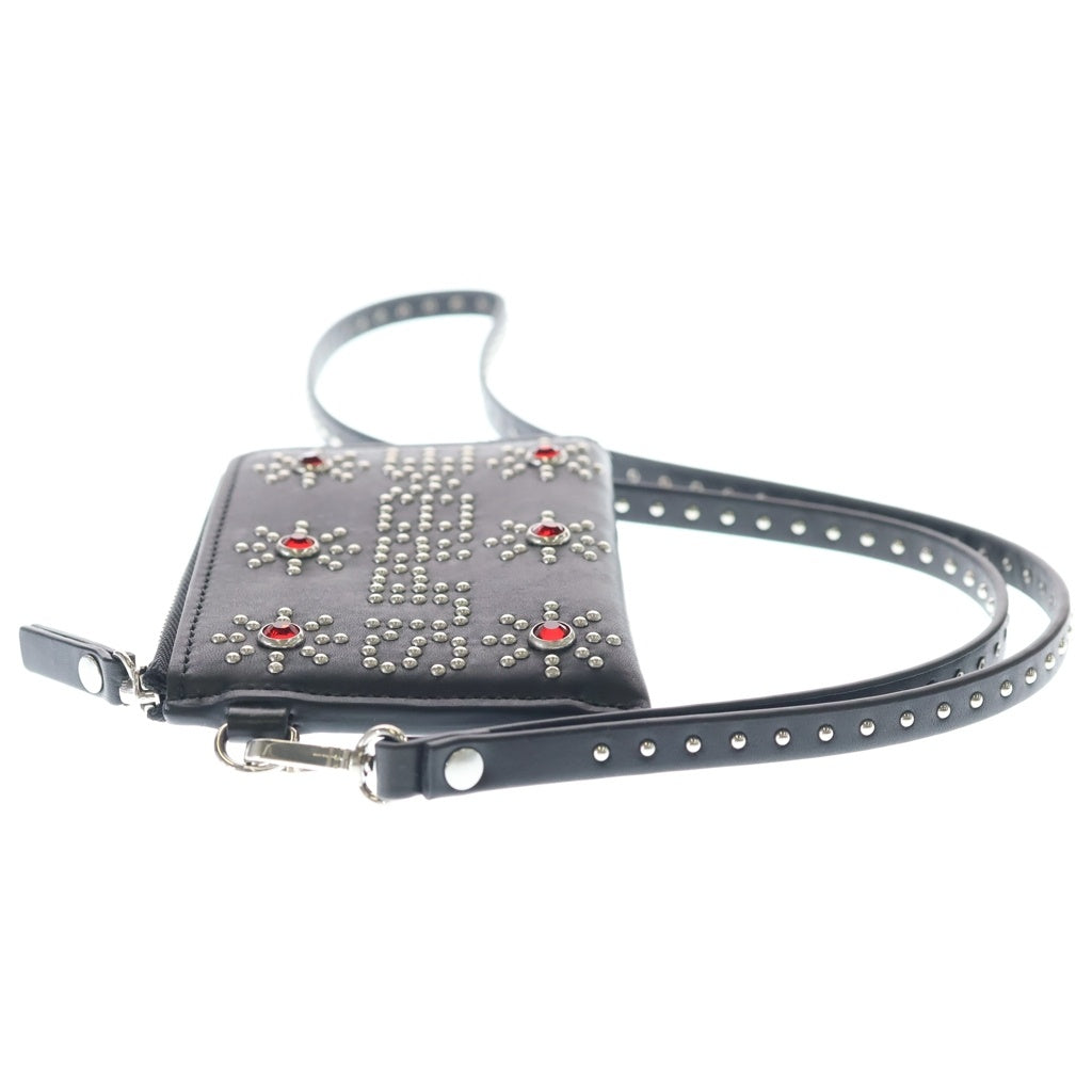 SUPREME(シュプリーム) 23SS ×HTC Hollywood Trading Company Studded Wallet スタッズレザー コンパクト ショルダーウォレット 財布 ブラック レディース