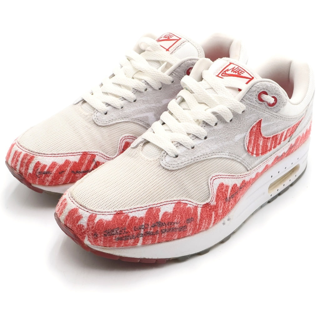 NIKE(ナイキ) AIR MAX1 SKETCH TO SHELF CJ4286101 エア マックス1 スケッチ シェルフ ローカットスニーカー ホワイト/レッド US8.5/26.5cm