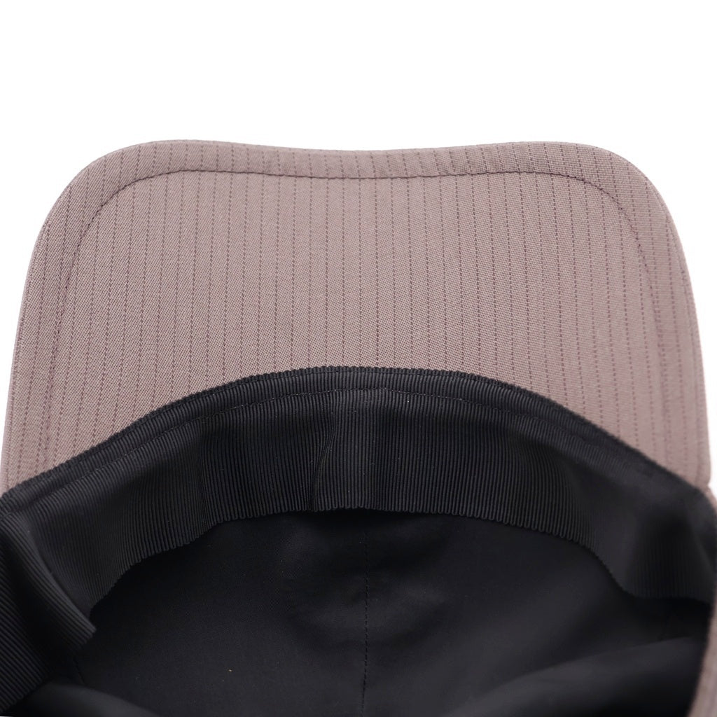 Sacai(サカイ) 25SS S CAP Sロゴ ストライプ ウール ベースボールキャップ 帽子 ブラウン 25-0948S