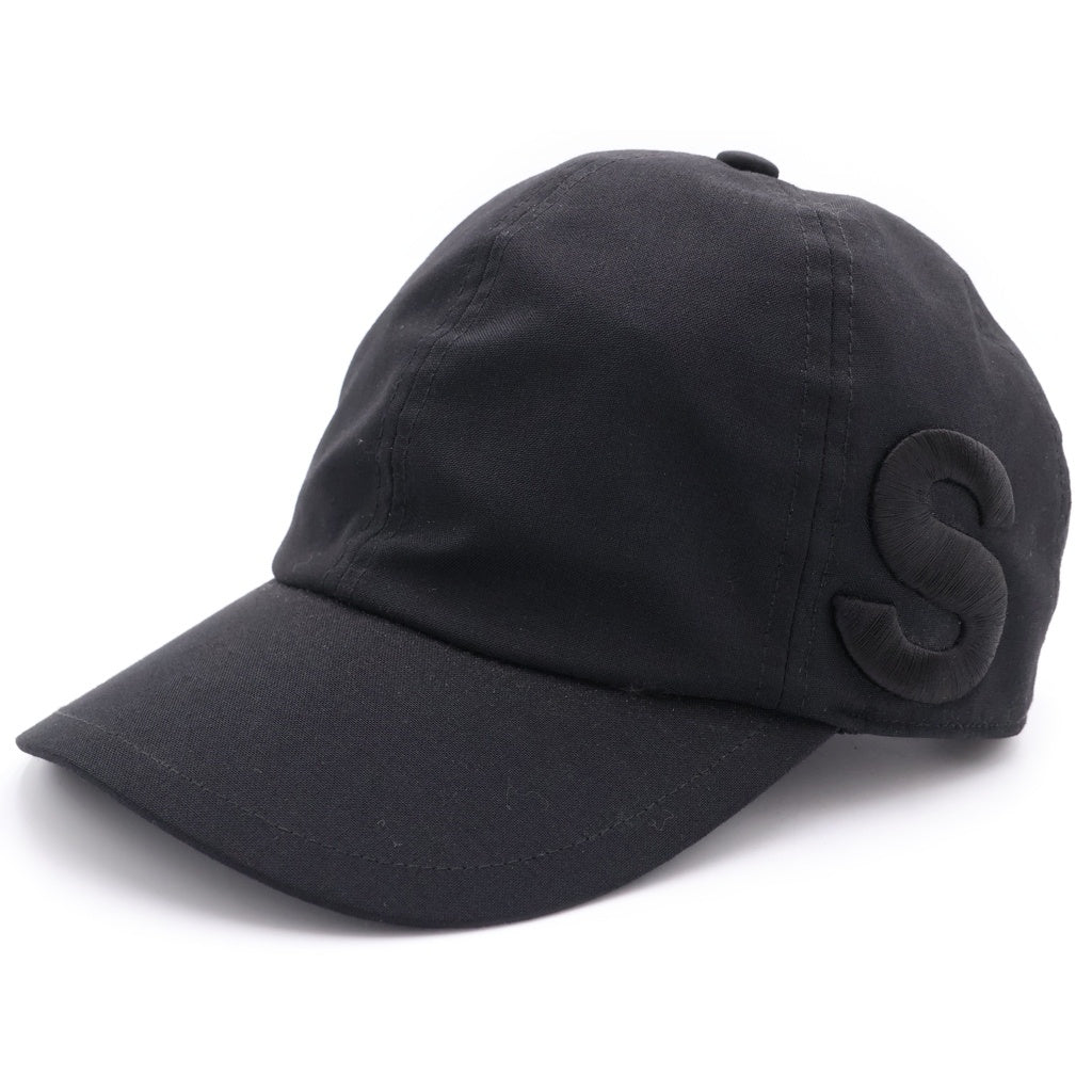 Sacai(サカイ) 22SS S CAP SUITING サイドSロゴ ベースボールキャップ 帽子 ブラック 22-0341S
