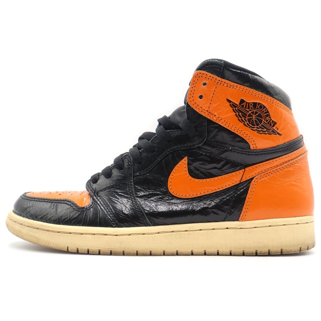 NIKE(ナイキ) AIR JORDAN1 RETRO HIGH OG 555088-028 エアジョーダン1 シャッタード バックボード3.0 ハイカットスニーカー ブラック/オレンジ US9.5/27.5cm