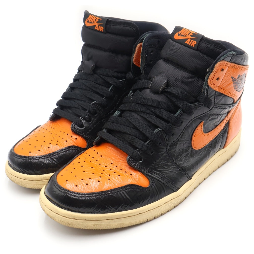 NIKE(ナイキ) AIR JORDAN1 RETRO HIGH OG 555088-028 エアジョーダン1 シャッタード バックボード3.0 ハイカットスニーカー ブラック/オレンジ US9.5/27.5cm