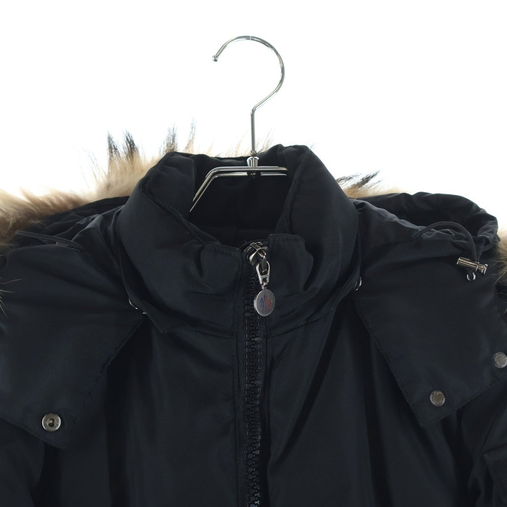 MONCLER(モンクレール) ファー フーデッド ジップアップ ダウンジャケット ブラック レディース 49334/91/54010
