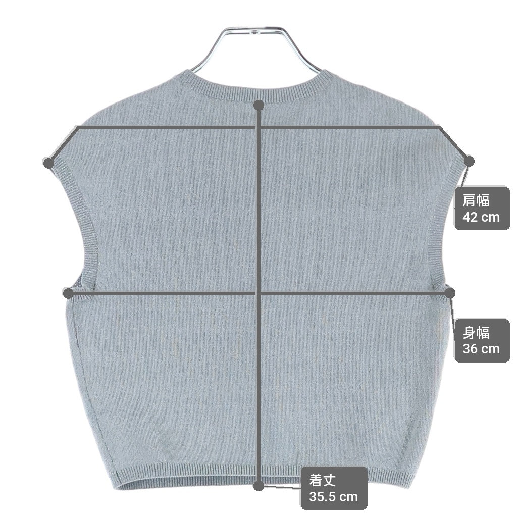 ALEXANDER WANG(アレキサンダーワン) クロップド ショート丈 ニット ノースリーブ タンクトップ シルバー レディース