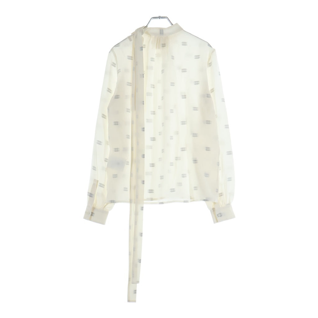 GIVENCHY(ジバンシィ) シグネチャーロゴ シルク 長袖カットソー シャツ ホワイト レディース