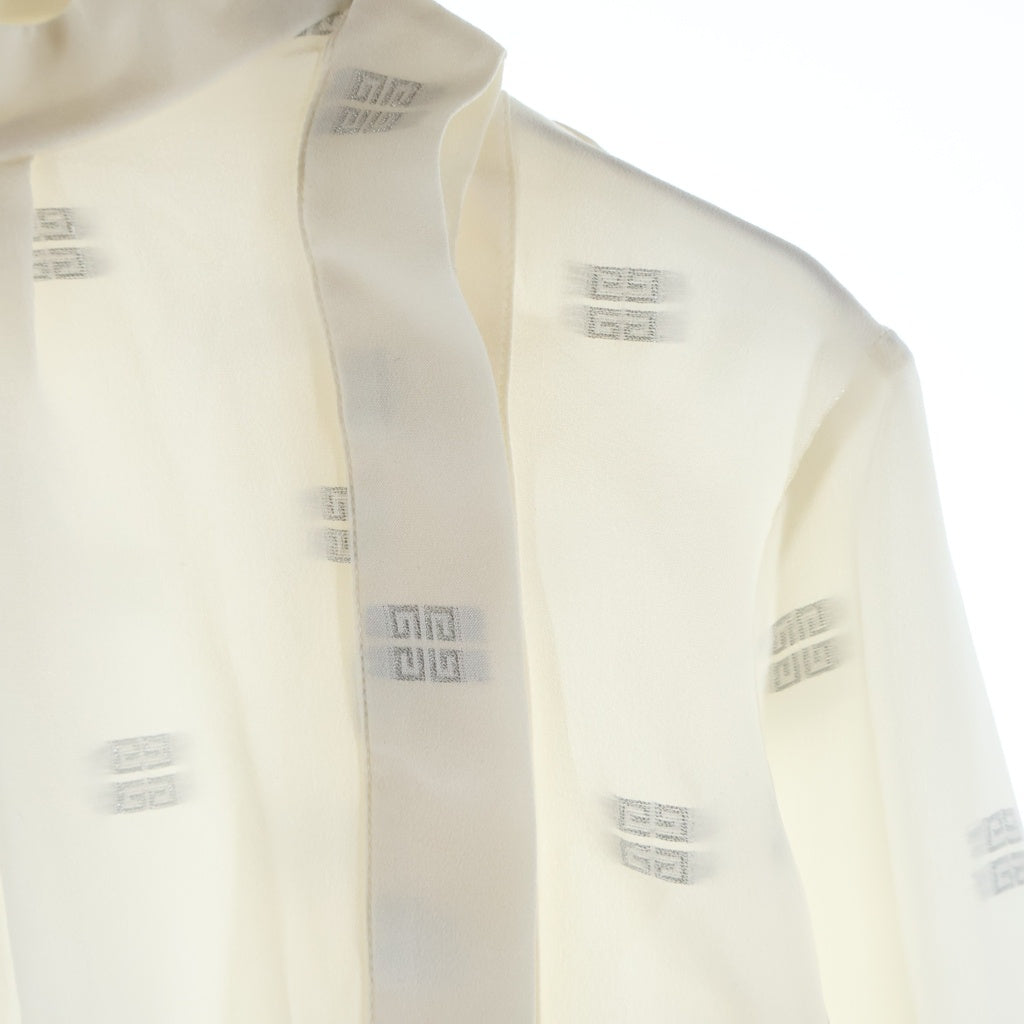 GIVENCHY(ジバンシィ) シグネチャーロゴ シルク 長袖カットソー シャツ ホワイト レディース