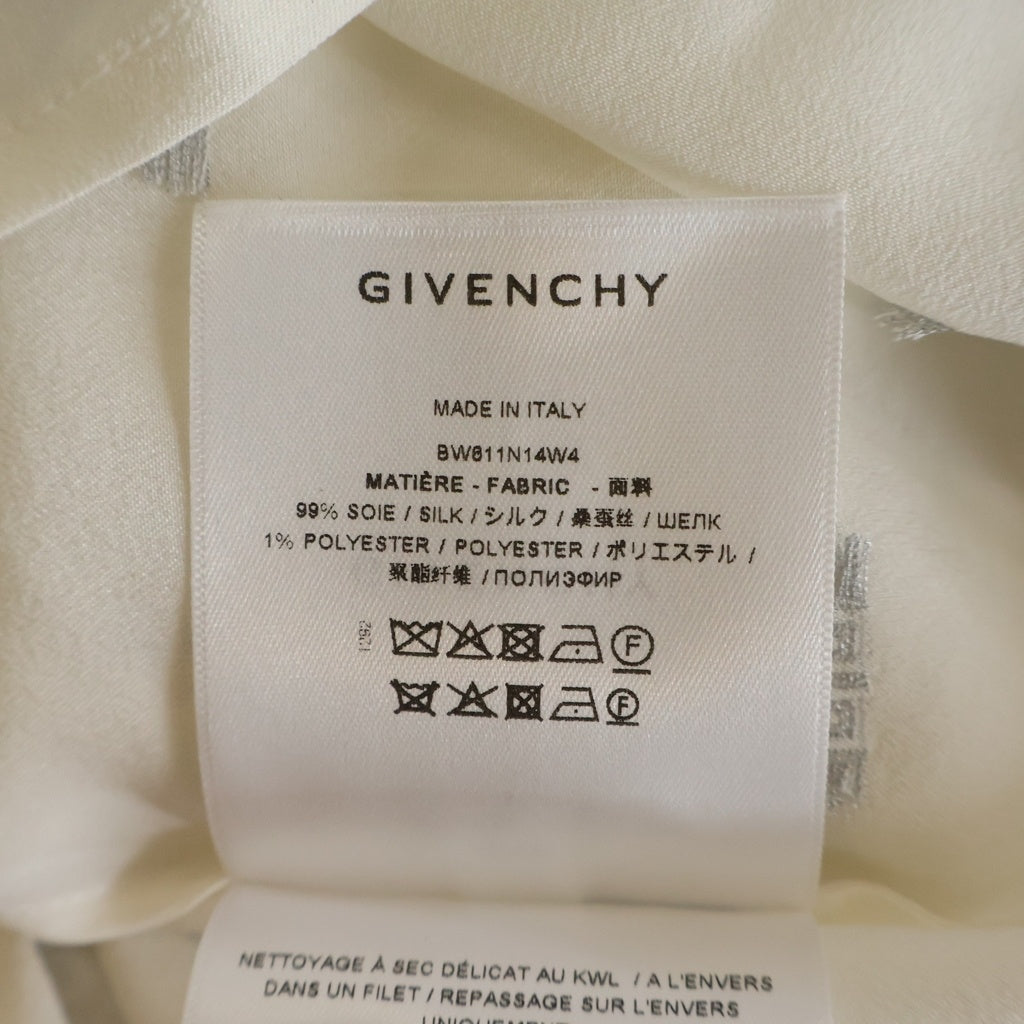 GIVENCHY(ジバンシィ) シグネチャーロゴ シルク 長袖カットソー シャツ ホワイト レディース