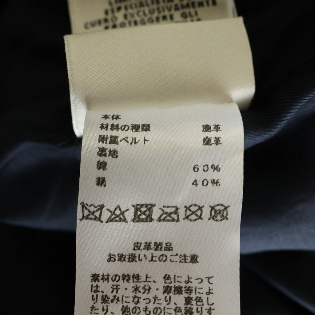 HERMES(エルメス) ディアスキン 鹿革 セリエボタン レザーベスト ロングジレ ブラック レディース