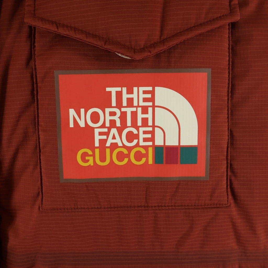 GUCCI(グッチ) ×THE NORTH FACE ザノースフェイス ジップアップ ナイロン グースダウンベスト オレンジ 663761 XAAC1