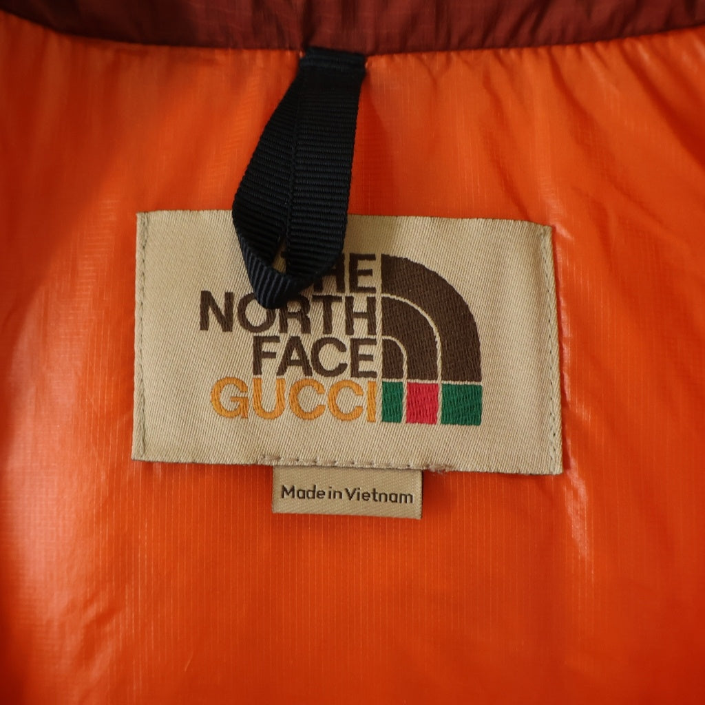 GUCCI(グッチ) ×THE NORTH FACE ザノースフェイス ジップアップ ナイロン グースダウンベスト オレンジ 663761 XAAC1