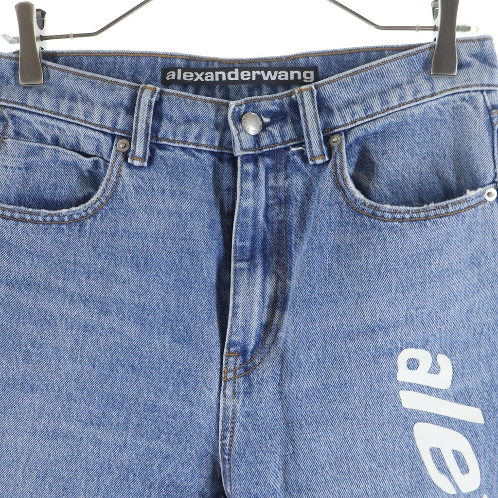 ALEXANDER WANG(アレキサンダーワン) ロゴプリント ジップフライ デニムパンツ ジーンズ レディース インディゴ