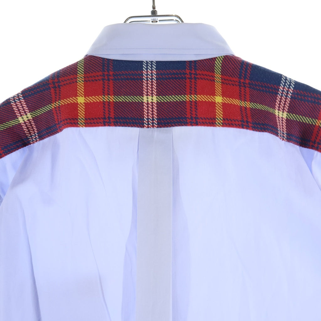 COMME des GARCONS SHIRT BOY(コムデギャルソンシャツボーイ) ショルダーチェック柄 半袖シャツ ブルー