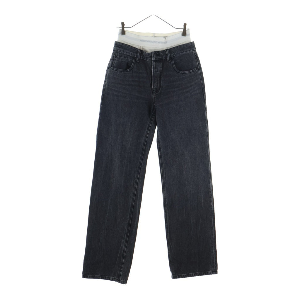 ALEXANDER WANG(アレキサンダーワン) ダブルウエスト レイヤード デニムパンツ ジーンズ ブラック レディース 4DC1224070