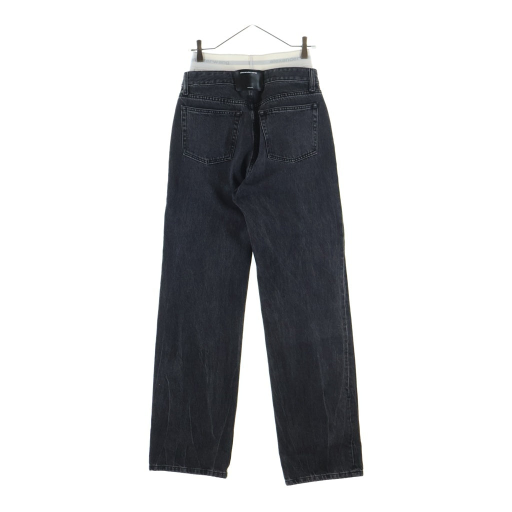 ALEXANDER WANG(アレキサンダーワン) ダブルウエスト レイヤード デニムパンツ ジーンズ ブラック レディース 4DC1224070
