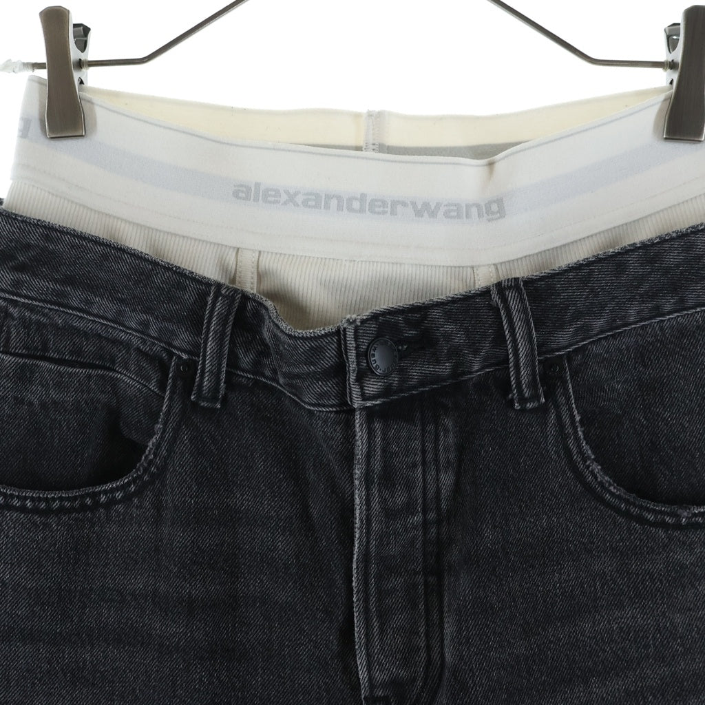ALEXANDER WANG(アレキサンダーワン) ダブルウエスト レイヤード デニムパンツ ジーンズ ブラック レディース 4DC1224070
