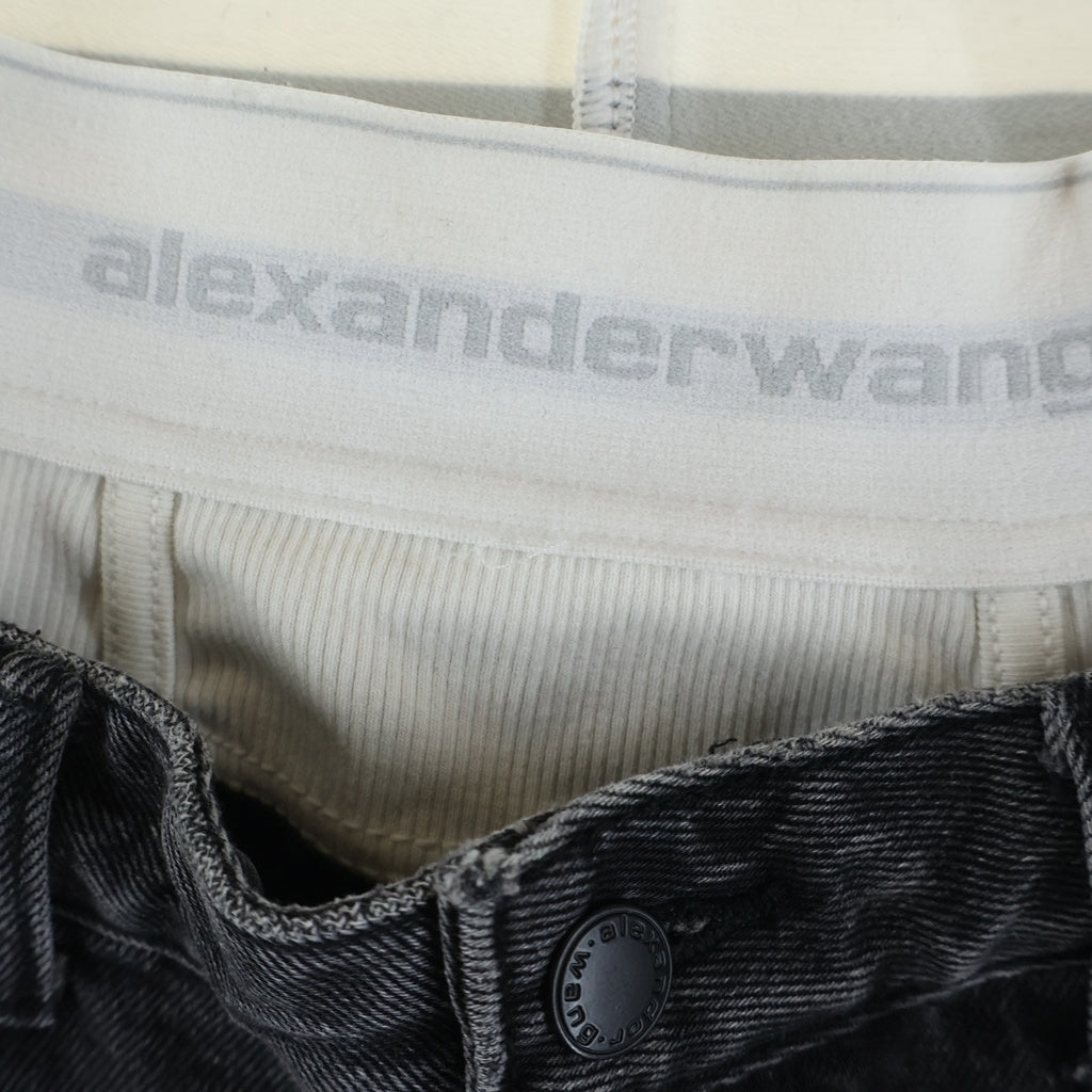 ALEXANDER WANG(アレキサンダーワン) ダブルウエスト レイヤード デニムパンツ ジーンズ ブラック レディース 4DC1224070