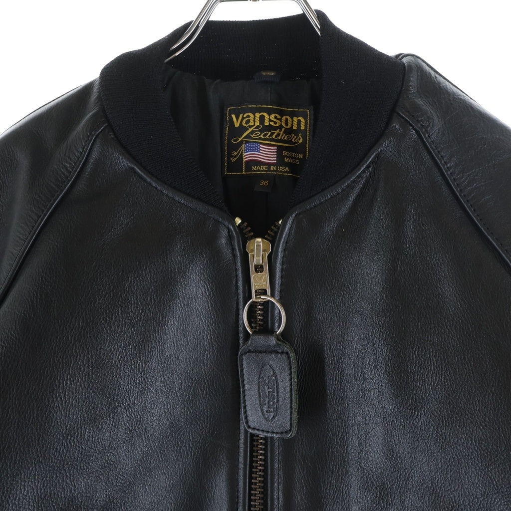 VANSON(バンソン) Team Jacket カウレザー ジップアップ フライト ボンバー チームジャケット ブラック 18864