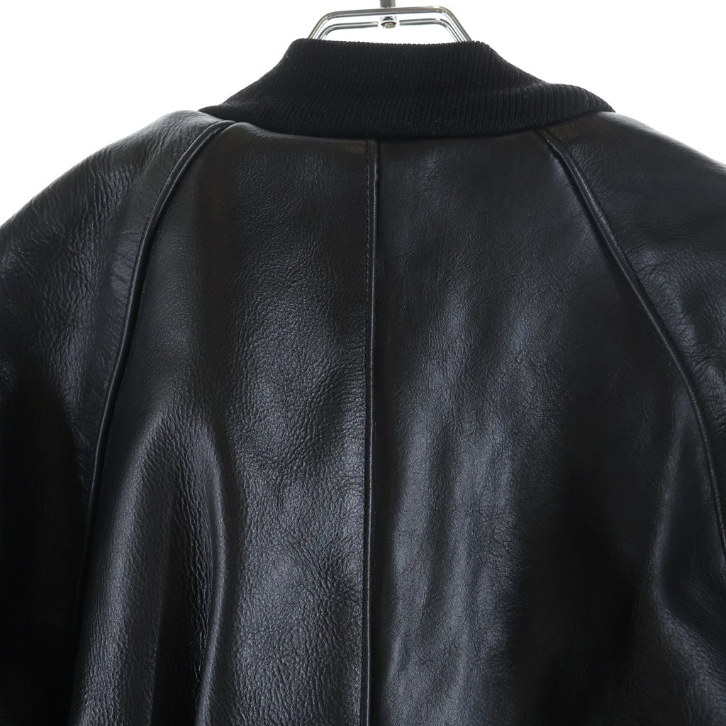 VANSON(バンソン) Team Jacket カウレザー ジップアップ フライト ボンバー チームジャケット ブラック 18864