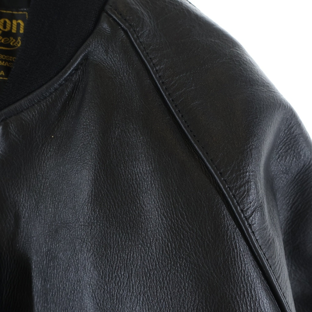 VANSON(バンソン) Team Jacket カウレザー ジップアップ フライト ボンバー チームジャケット ブラック 18864