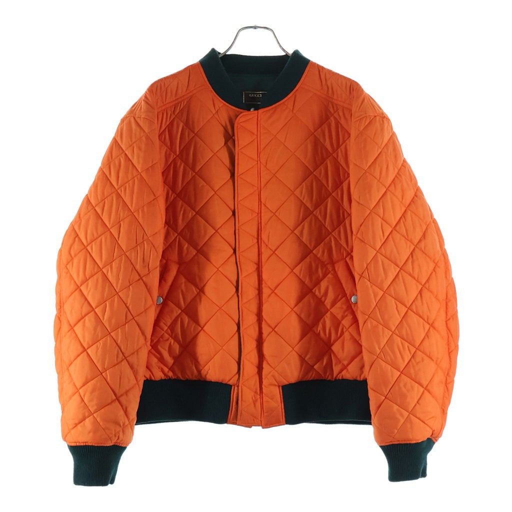 GUCCI(グッチ) 22AW キルティング サテン リバーシブル ブルゾン ジップアップ フライト ボンバージャケット グリーン/オレンジ 698717 Z8A1X
