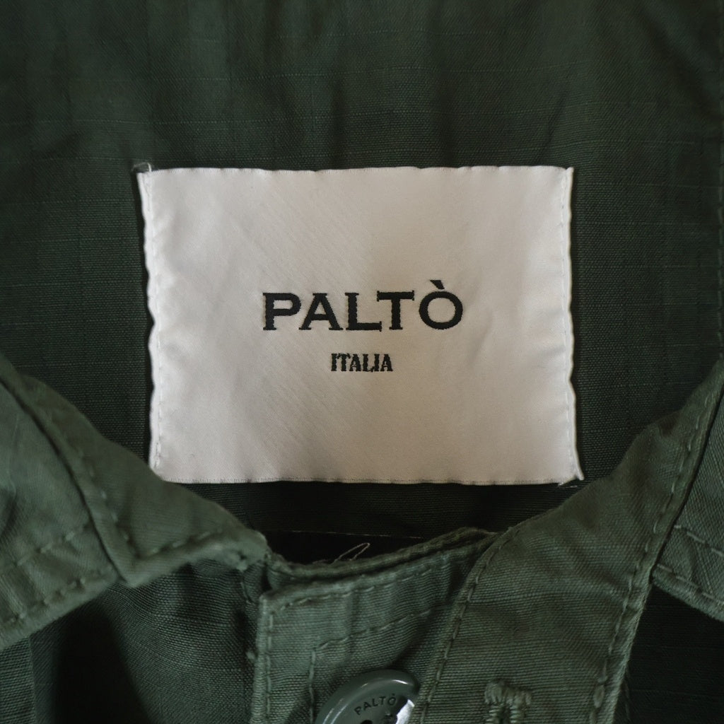 PALTO(パルト) コットン ポケット付き ミリタリーデザイン ステンカラーロングコート グリーン B22PXMARTVEG