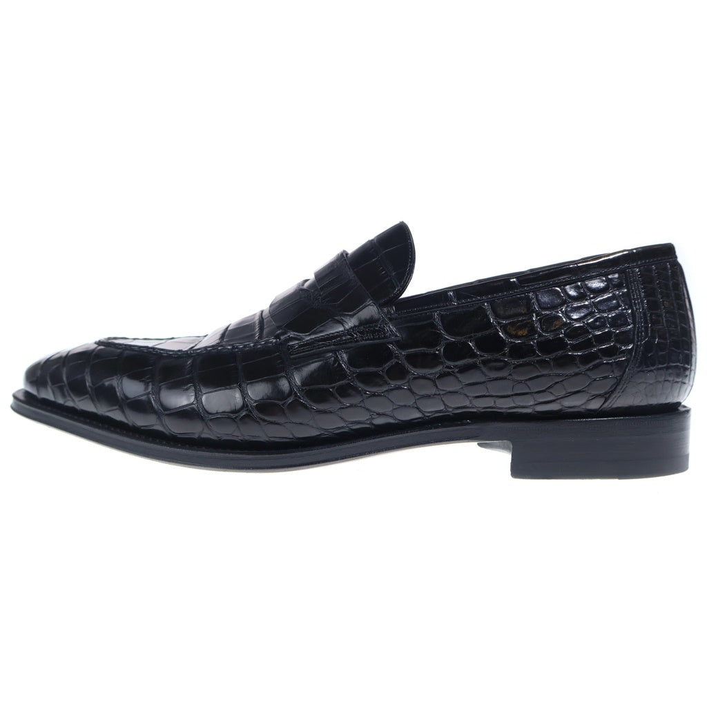 Santoni(サントーニ) クロコダイルレザー コインローファー ドレスシューズ 革靴 ブラック US10.5 6949