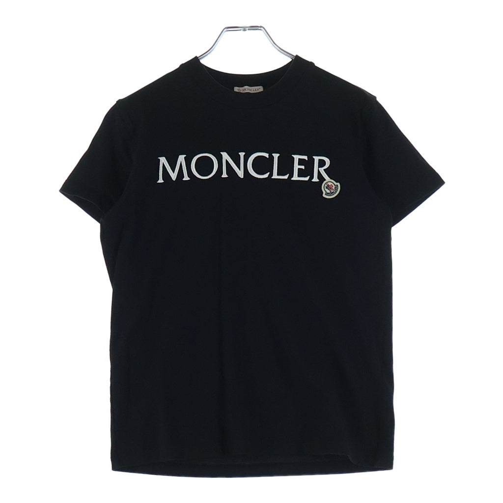 MONCLER(モンクレール) 23SS フロントロゴ刺繍 クルーネック半袖Tシャツカットソー ブラック I20938C00016 829HP レディース