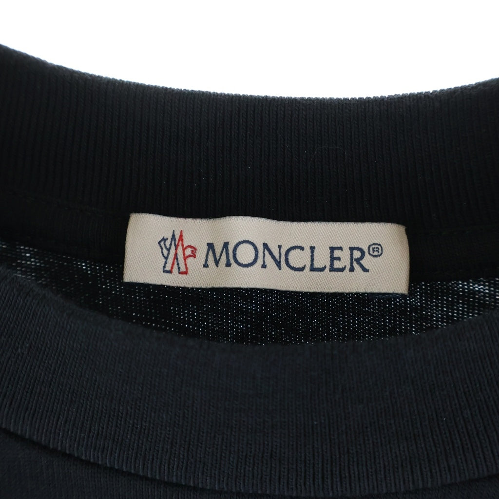 MONCLER(モンクレール) 23SS フロントロゴ刺繍 クルーネック半袖Tシャツカットソー ブラック I20938C00016 829HP レディース