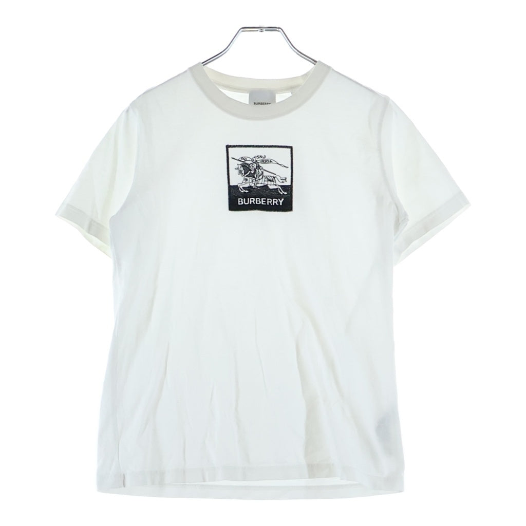 BURBERRY(バーバリー) レターロゴ刺繍 クルーネック半袖Tシャツカットソーホワイト 8071668 レディース