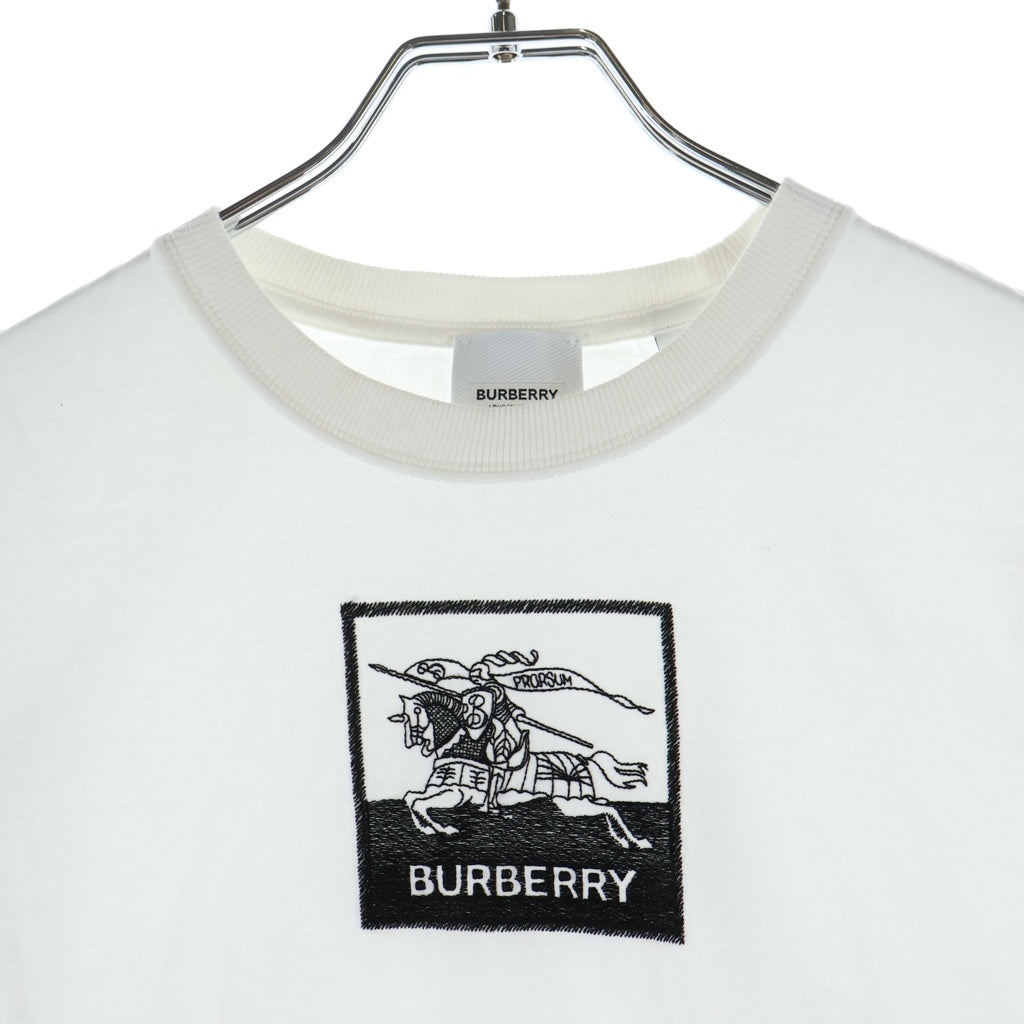 BURBERRY(バーバリー) レターロゴ刺繍 クルーネック半袖Tシャツカットソーホワイト 8071668 レディース