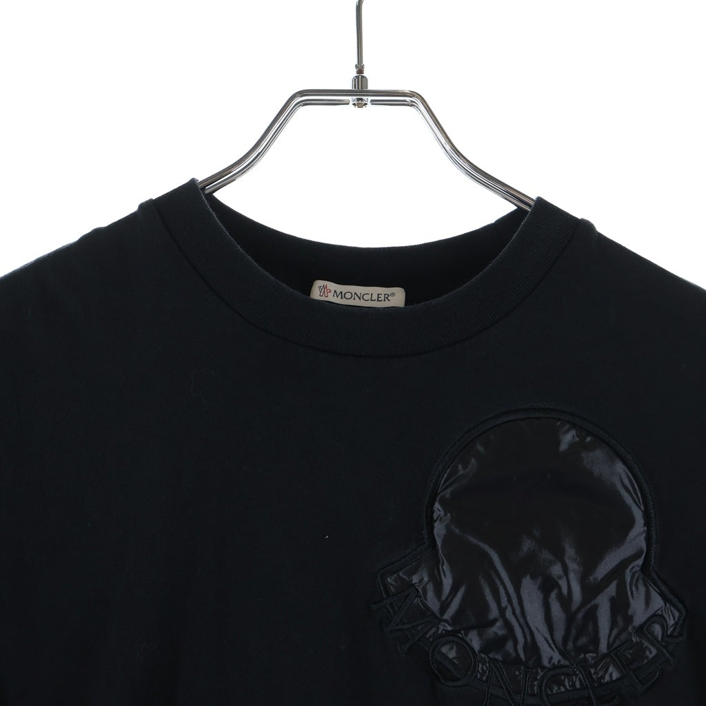 MONCLER(モンクレール) 23SS ナイロンロゴ クルーネック半袖Tシャツカットソー ブラック I20938C00018 829HP レディース