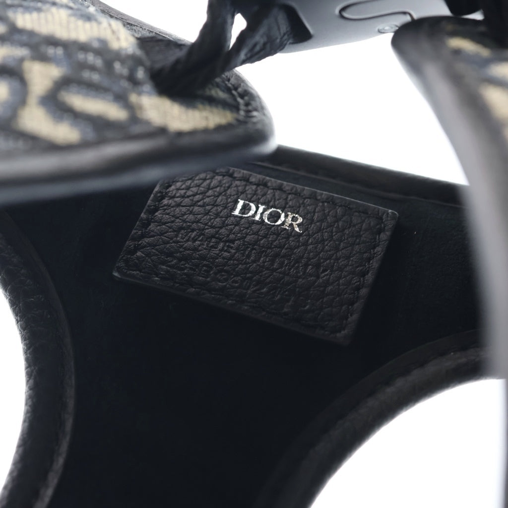 Christian Dior(クリスチャンディオール) ペットリーシュ ドッグ リード オブリーク ジャガード ポーチ付き 犬用 ハーネス グレー/ネイビー 4602RUYKY_H27E