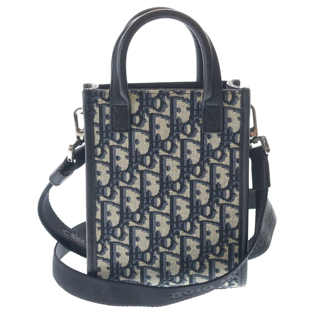 Christian Dior(クリスチャンディオール) ノースサウス ミニ トート オブリークジャガード ハンド ショルダーバッグ グレー/ネイビー 2ESWS017YKY_H27E レディース