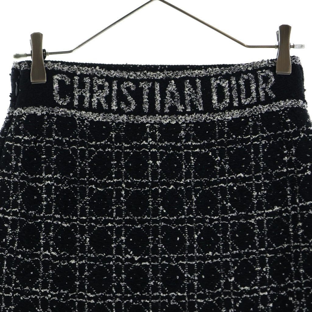 Christian Dior(クリスチャンディオール) 24SS マクロカナージュ テクニカル フレア ツイード ミニスカート ブラック 424J03AM752 レディース