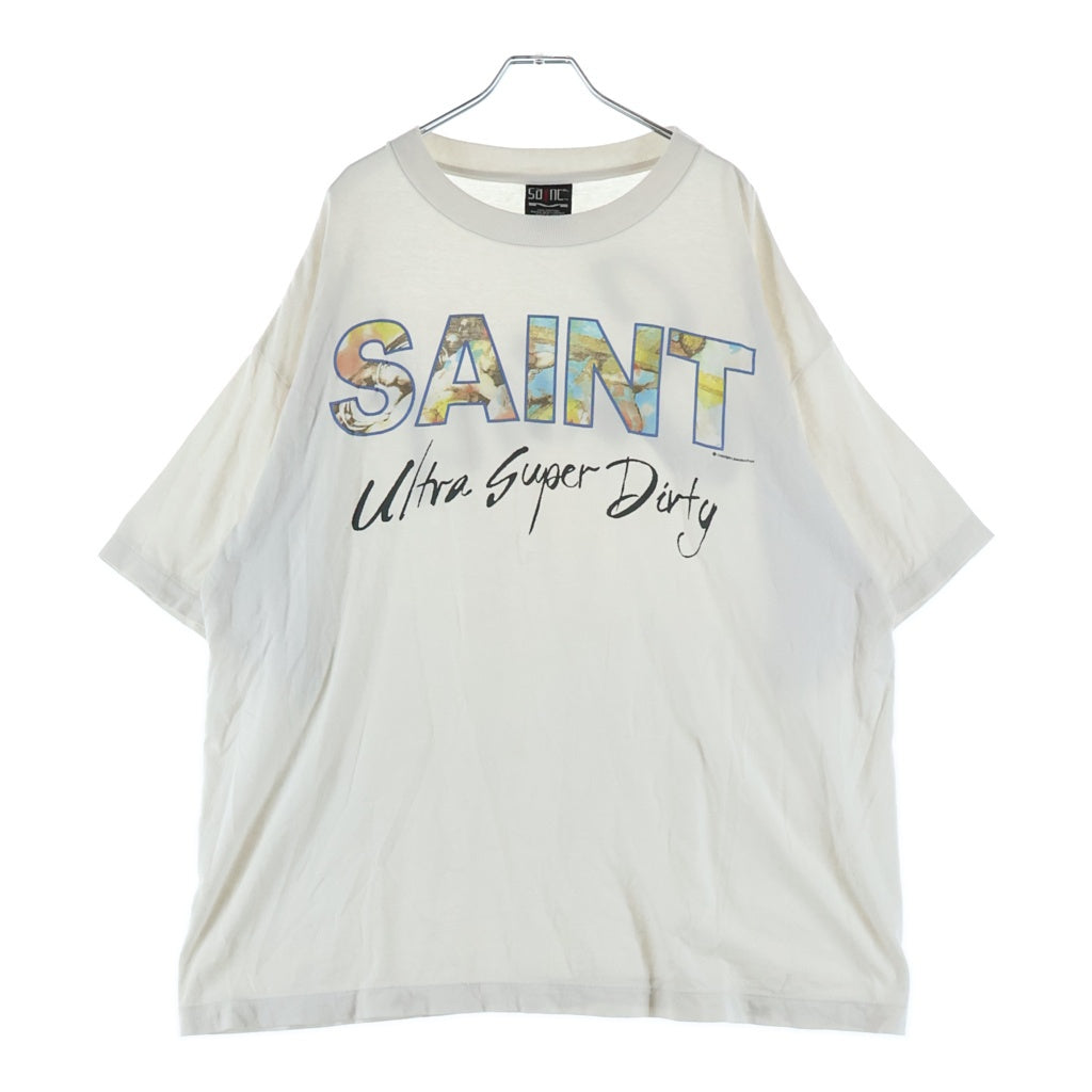 SAINT MICHAEL(セントマイケル) 25SS SUPER DIRTY SS TEE ロゴプリント クルーネック半袖Tシャツカットソー ホワイト SM-HR8-0000-025