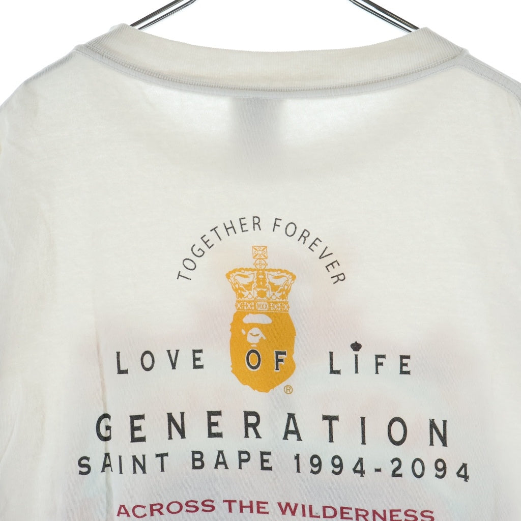 SAINT MICHAEL(セントマイケル) 25AW ×BAPE SS TEE GENERATION アベイシングエイプ プリント半袖Tシャツ ホワイト SM-HR1-0000-C36