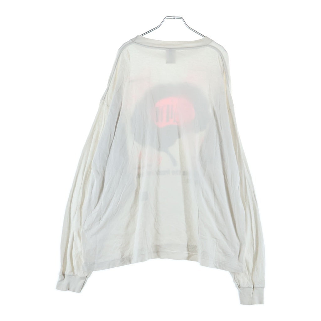 SAINT MICHAEL(セントマイケル) 25SS BRAIN ブレイン フロントプリント クルーネック長袖Tシャツ カットソー ホワイト SM-HR8-0000-036