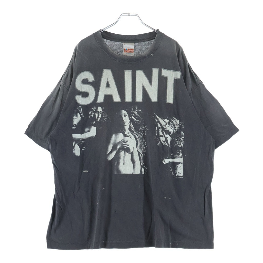SAINT MICHAEL(セントマイケル) 25SS SS TEE SAINT MARIA セントマリアクルーネック半袖Tシャツカットソー チャコールグレー SM-HR1-0000-004