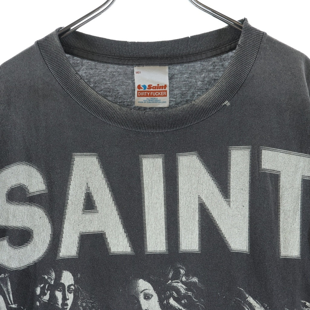 SAINT MICHAEL(セントマイケル) 25SS SS TEE SAINT MARIA セントマリアクルーネック半袖Tシャツカットソー チャコールグレー SM-HR1-0000-004