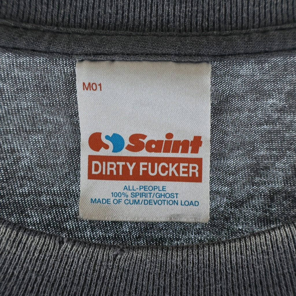 SAINT MICHAEL(セントマイケル) 25SS SS TEE SAINT MARIA セントマリアクルーネック半袖Tシャツカットソー チャコールグレー SM-HR1-0000-004