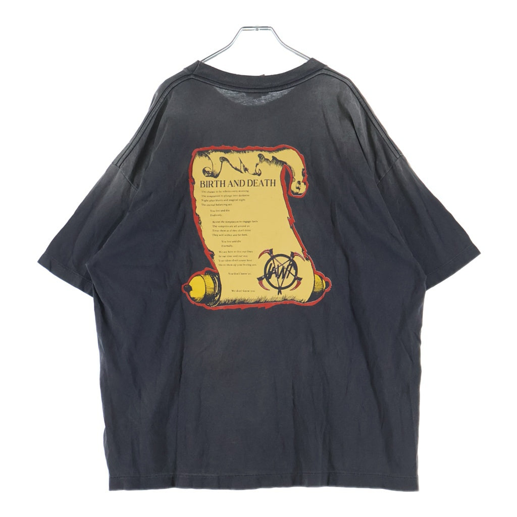 SAINT MICHAEL(セントマイケル) 25AW S/S T-SHIRT BIRTH AND DEATH 両面プリント 半袖Tシャツ カットソー チャコールグレー SM-HR1-0000-007