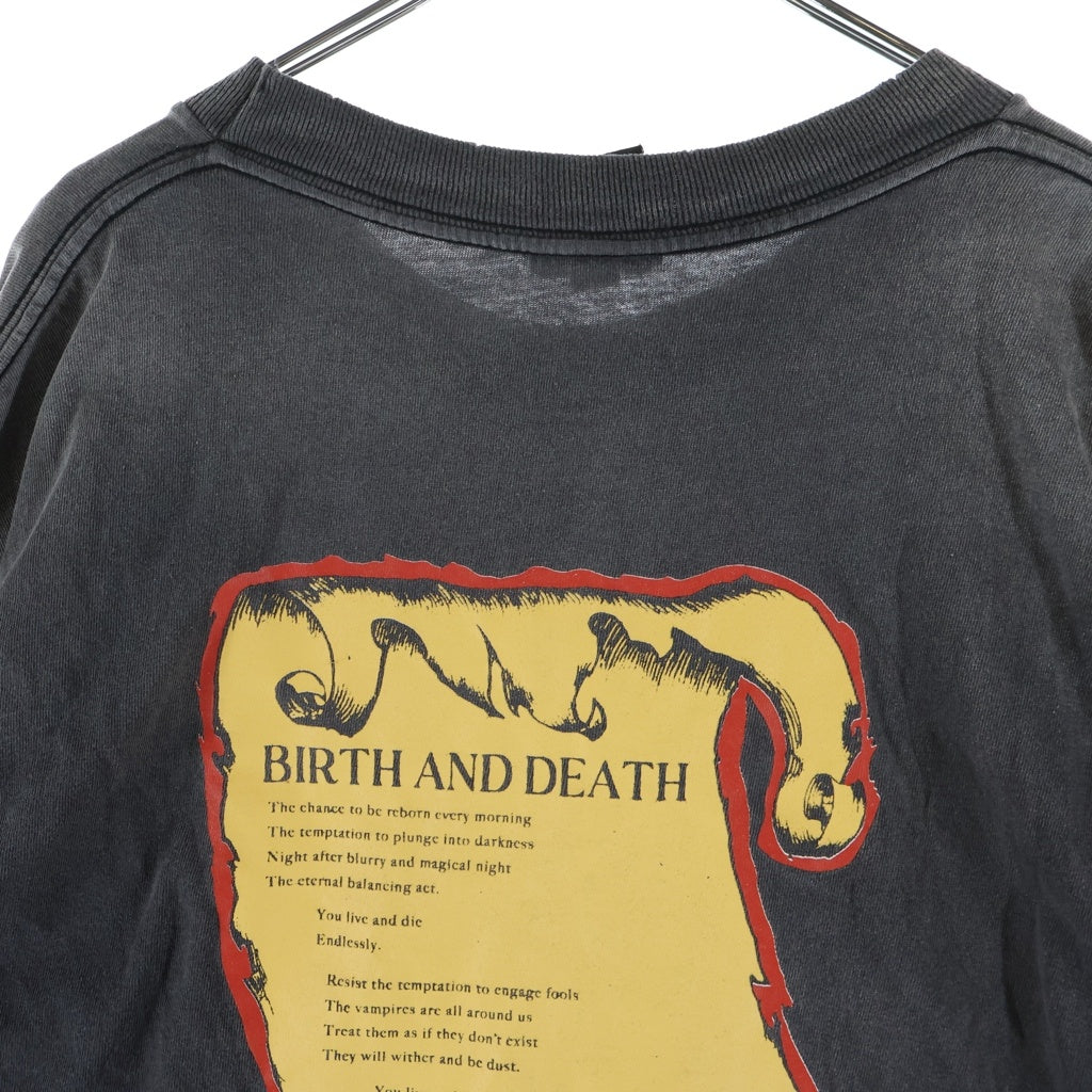 SAINT MICHAEL(セントマイケル) 25AW S/S T-SHIRT BIRTH AND DEATH 両面プリント 半袖Tシャツ カットソー チャコールグレー SM-HR1-0000-007
