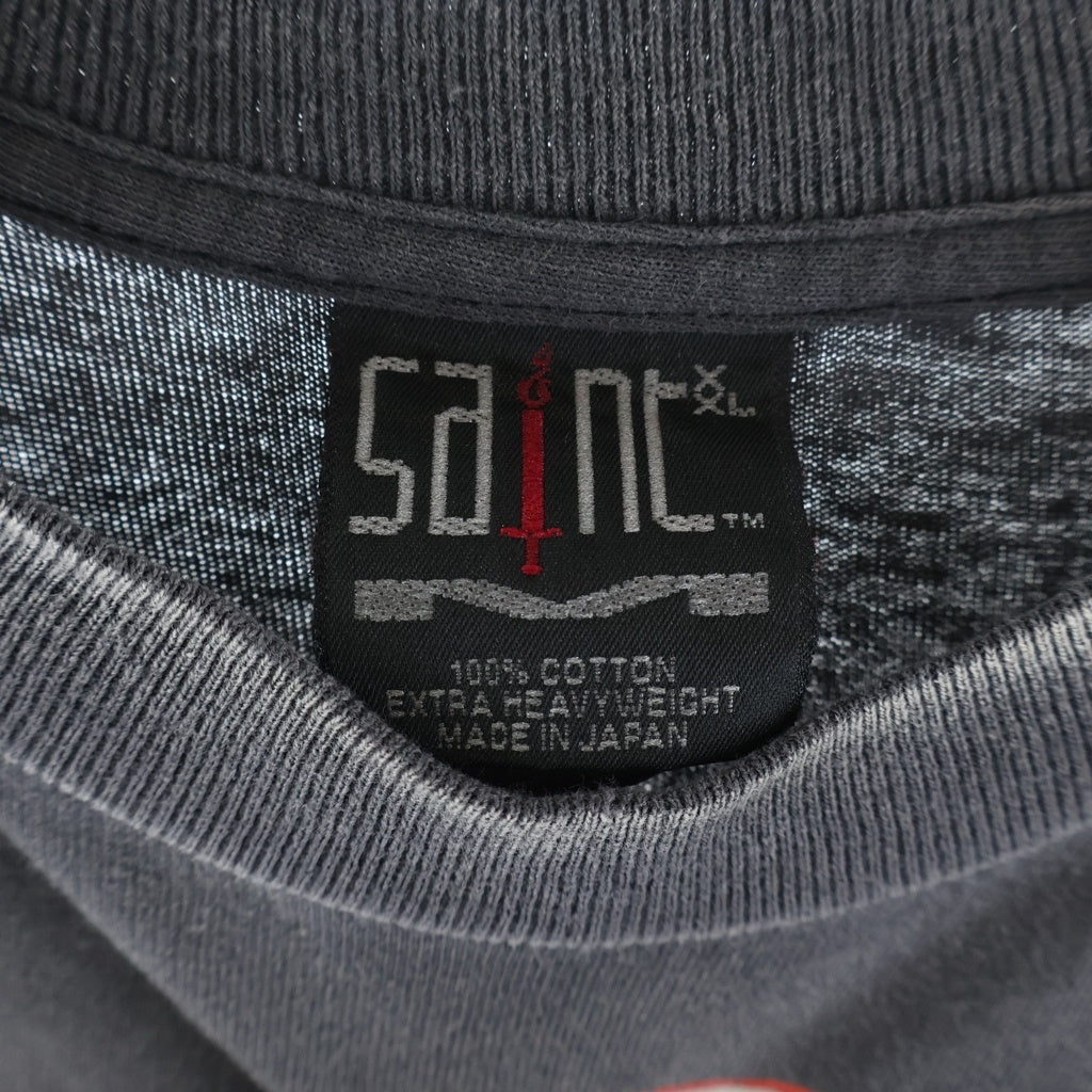 SAINT MICHAEL(セントマイケル) 25AW S/S T-SHIRT BIRTH AND DEATH 両面プリント 半袖Tシャツ カットソー チャコールグレー SM-HR1-0000-007