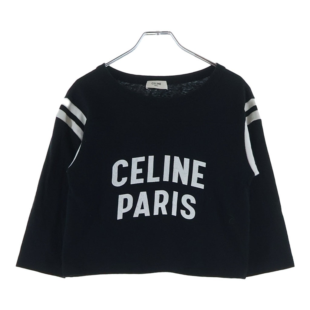 CELINE(セリーヌ) フロントロゴプリント クロップド 七分丈ボクシー Tシャツ レディース ブラック 2X92I668W.38AW