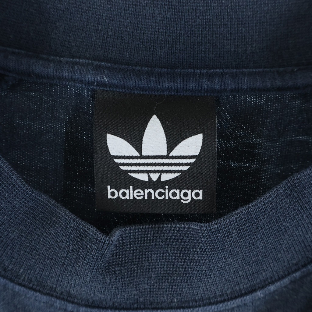 BALENCIAGA(バレンシアガ) ×adidas アディダス オーバーサイズ ロゴ刺繍 半袖Tシャツ ネイビー 724554 TNVA6