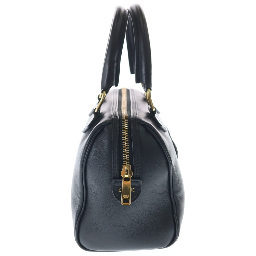 CELINE(セリーヌ) キュイル トリオンフ スムースカーフスキン レザー スモール ボストン ショルダー ハンドバッグ ブラック レディース