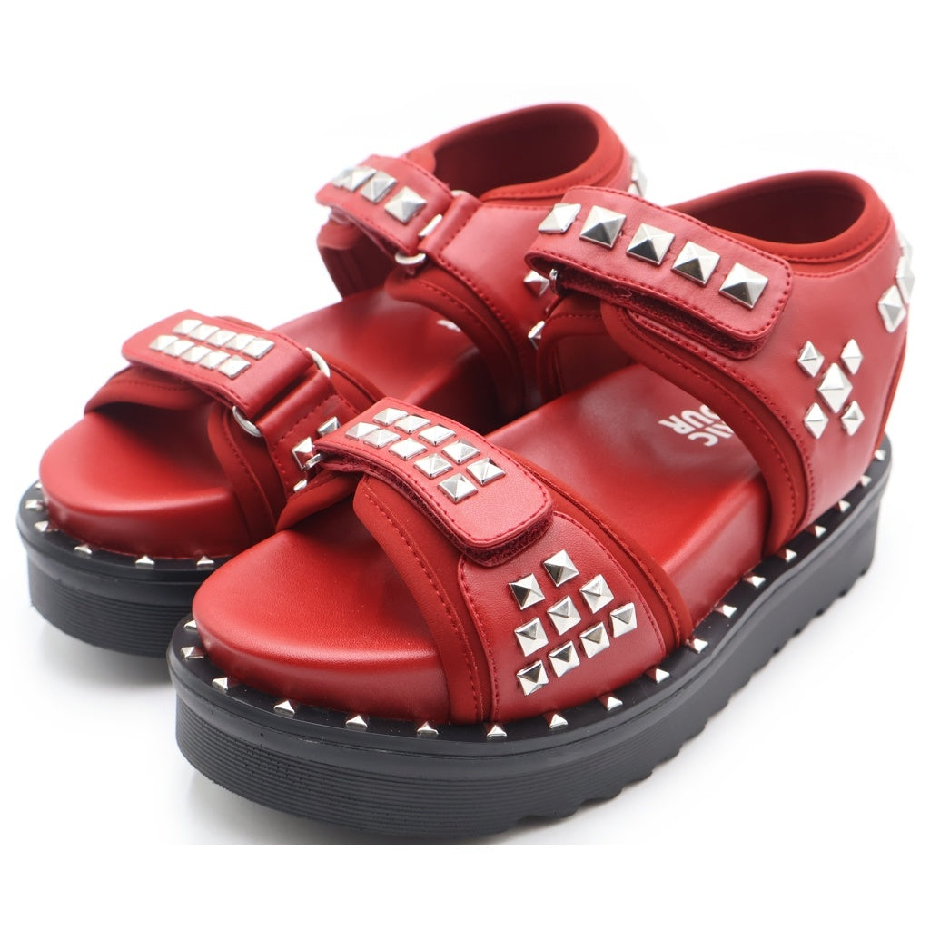 HYSTERIC GLAMOUR(ヒステリックグラマー) STUDDED FOOTBED SANDALS スタッズ フット ベッド サンダル レディース レッド 24cm 01201QS052