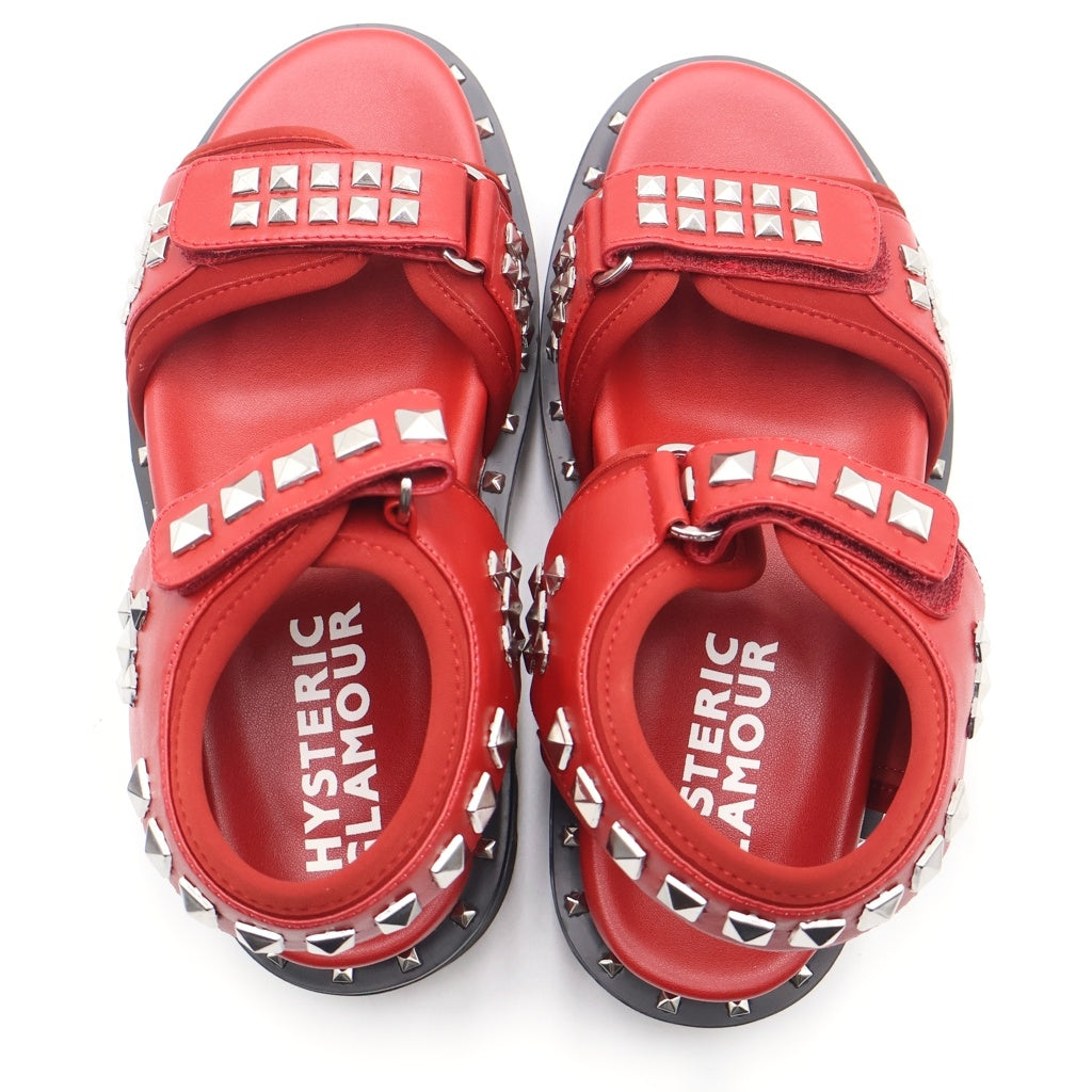 HYSTERIC GLAMOUR(ヒステリックグラマー) STUDDED FOOTBED SANDALS スタッズ フット ベッド サンダル レディース レッド 24cm 01201QS052