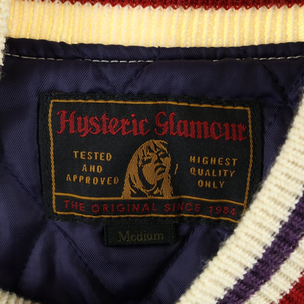 HYSTERIC GLAMOUR(ヒステリックグラマー) バックロゴ刺繍 レーヨン スタジャン ジャケット ブルゾン パープル 0153AB14